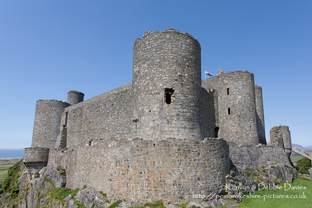 Harlech Castle, Tremadog Bay, Snowdonia National Park in Gwynedd. Built by Edward I from 1283-1290, it is part of the "Iron Ring" of castles built to subdue Welsh resistance.